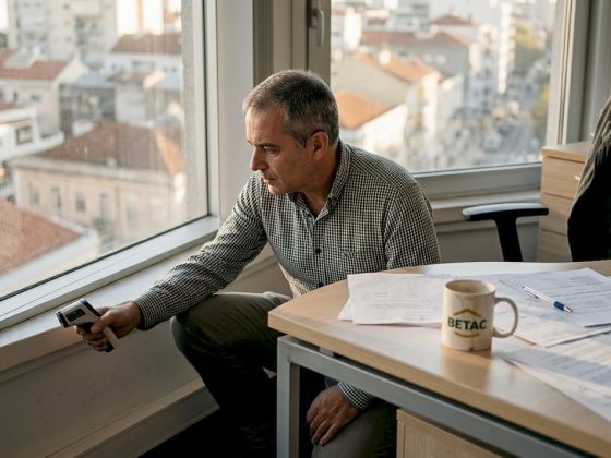 Engenheiro a avaliar o isolamento térmico de um escritório