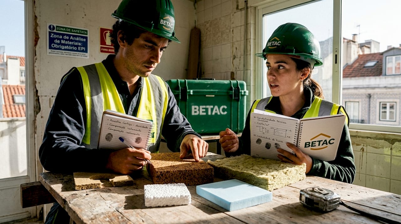 Especialistas avaliam amostras de materiais isolantes