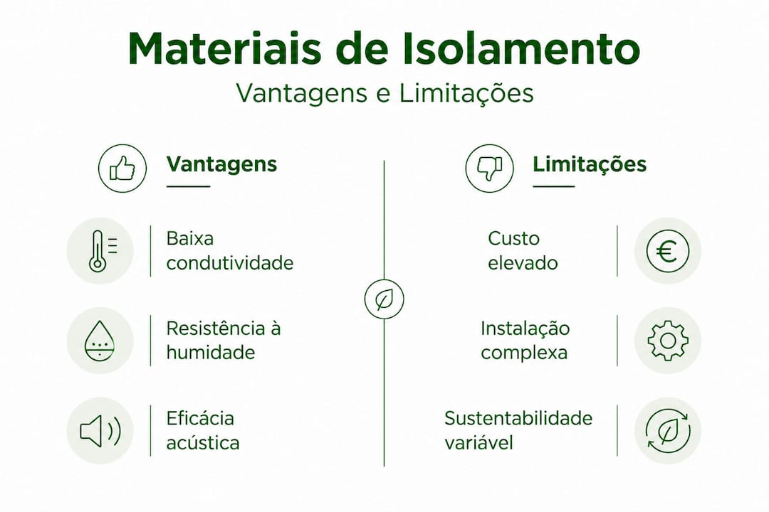 Infográfico: pontos fortes e limitações dos principais materiais de isolamento