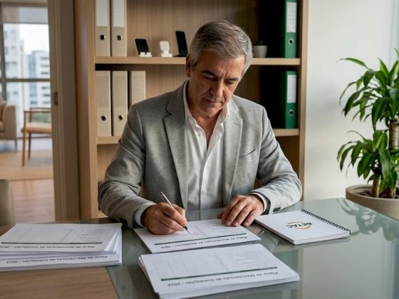 Responsável pelo escritório analisa o plano de manutenção