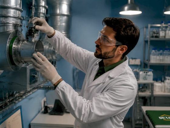 Engenheiro avalia o funcionamento do sistema de isolamento biológico
