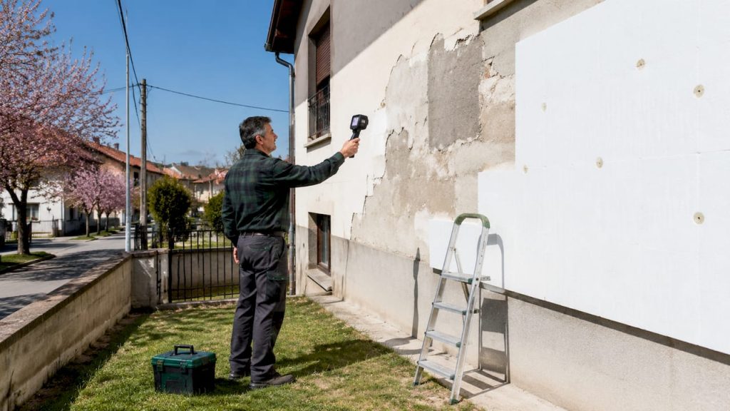 Técnico avalia o isolamento do edifício com recurso a uma câmara térmica