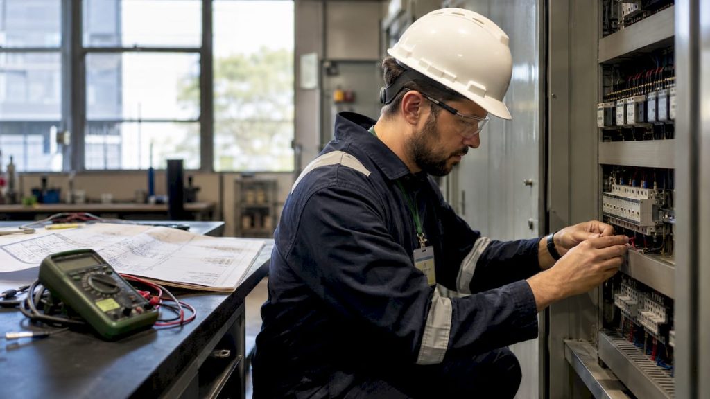 Técnico a realizar uma inspeção ao isolamento elétrico