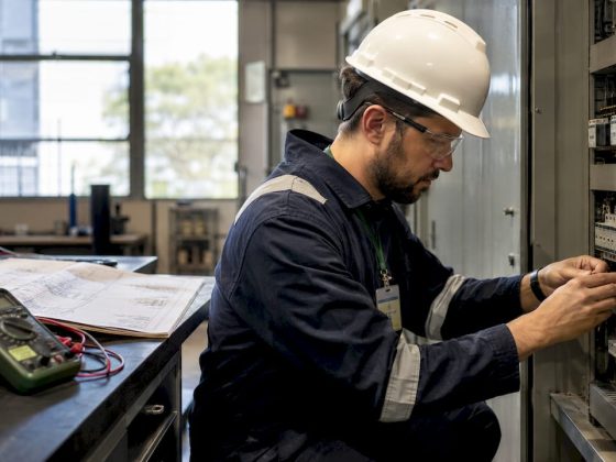 Técnico a realizar uma inspeção ao isolamento elétrico