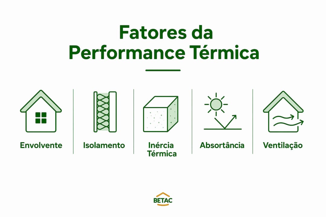 Infográfico que destaca os principais fatores que afetam o desempenho térmico