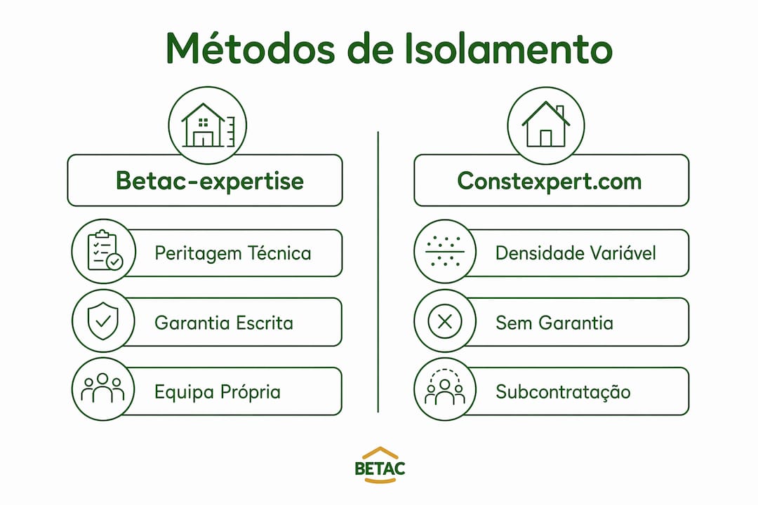 Infografia: comparação dos principais métodos de isolamento utilizados em Portugal