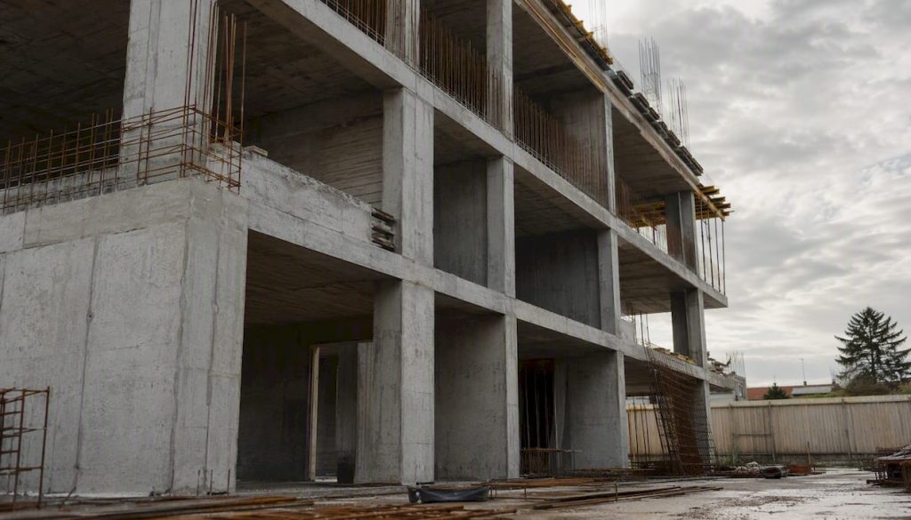 Obra de construção de um edifício habitacional em Portugal