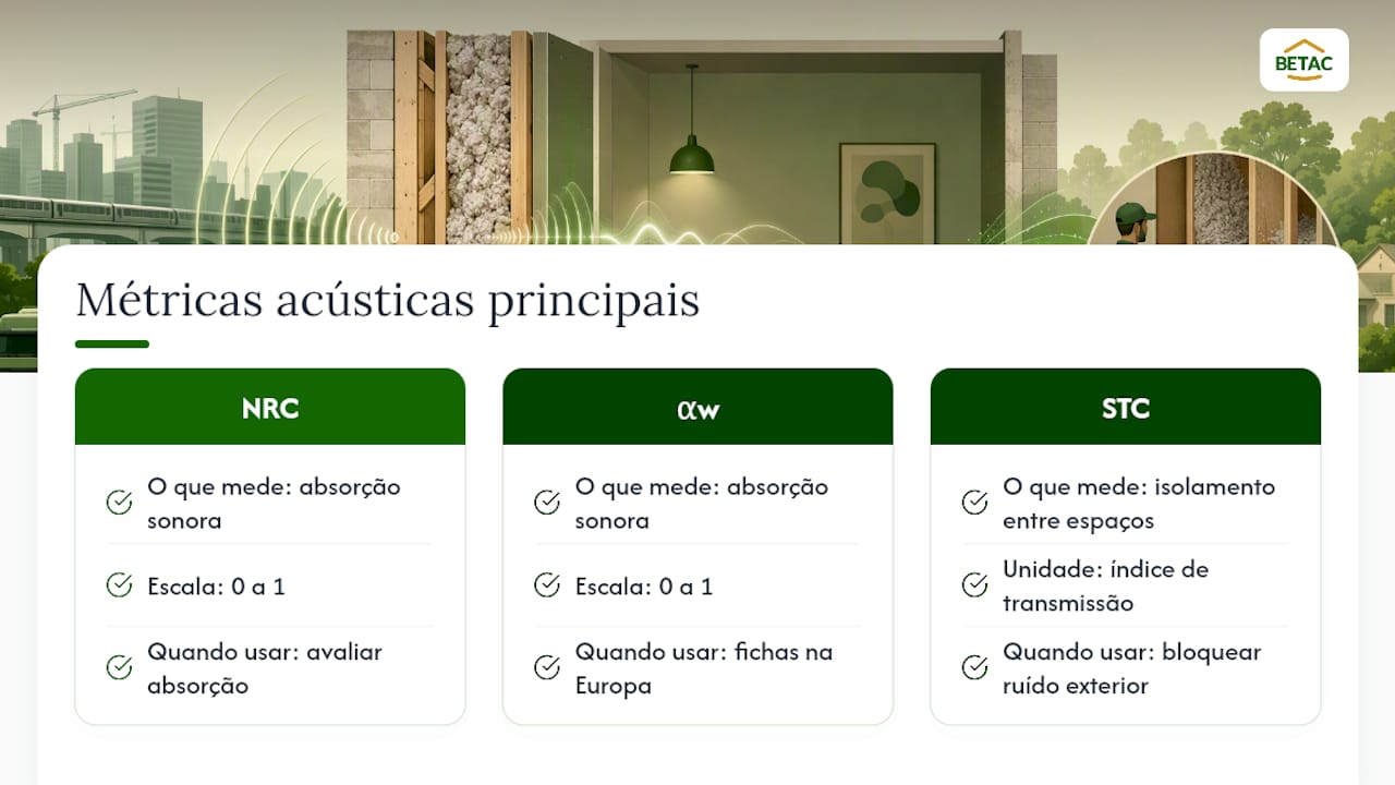 Que métricas indicam um bom desempenho acústico? — overview diagram
