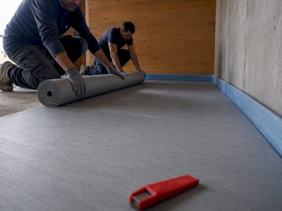Colocação de membrana por baixo de betonilha flutuante