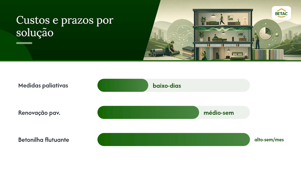 Comparação de custos e prazos das diferentes soluções