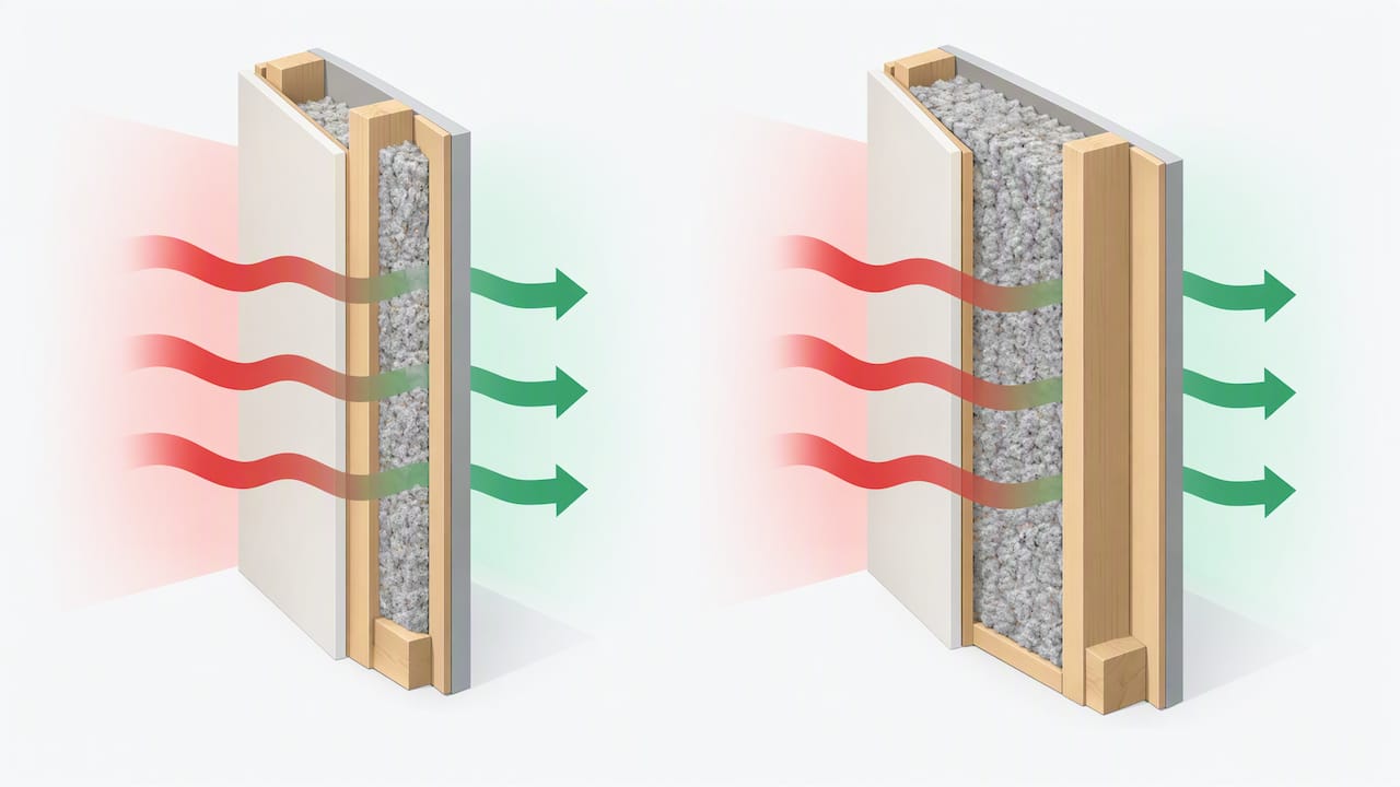 Comparação entre duas espessuras de celulose numa parede
