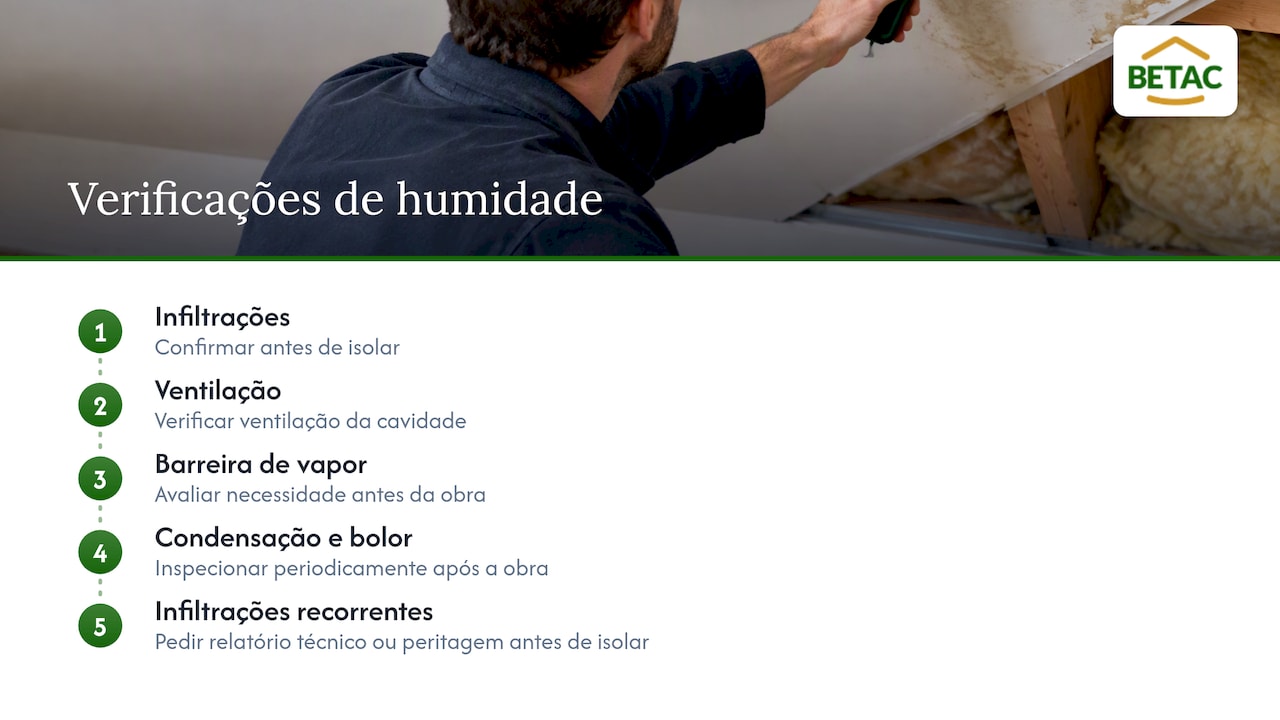 Verificações de humidade antes e depois do isolamento